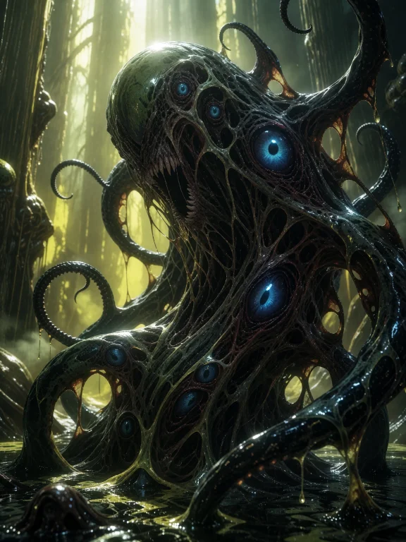 A Surreal Digital Painting In The Style Of H.r. Giger Fused...