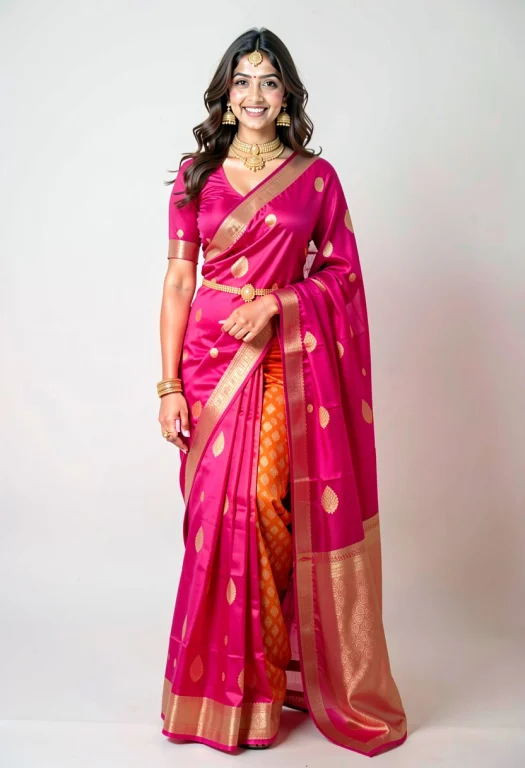 Full-length Indoor Portrait Of A Young Indian Woman Standing...