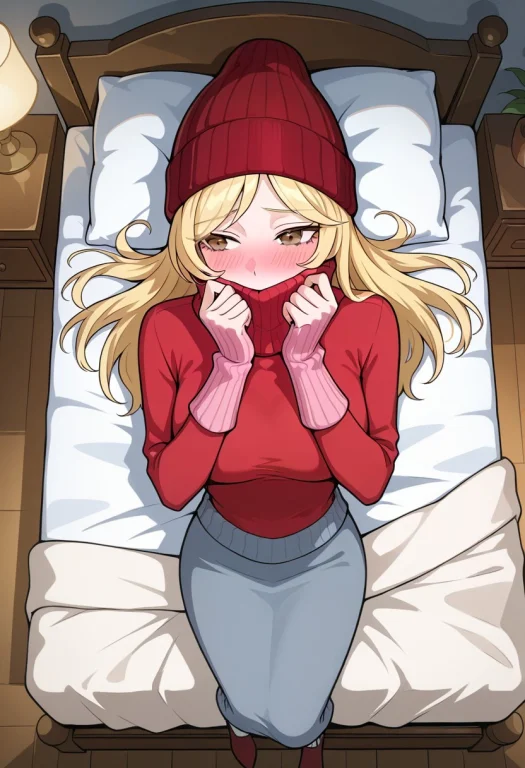 1girl, Solo, Tall, Sweatermaetel, Muted Red Tall Beanie, Blo...