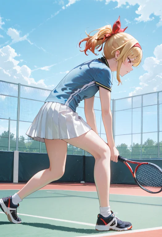 1girl, Solo, Lazypos, Anime-style Digital Drawing, Side View...
