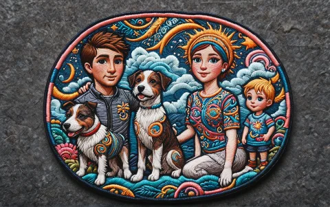 Ral-embroideredpatch, Round Shaped Patch, Stitched Border, W... — Stable Diffusion AI Prompt: ral-embroideredpatch, round shaped patch, stitched border, with gold-embroidered...