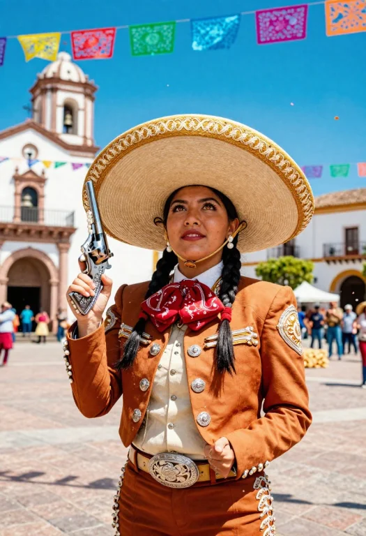 A Charismatic Mexican Mariachi Warrior Performing On A Vibra...