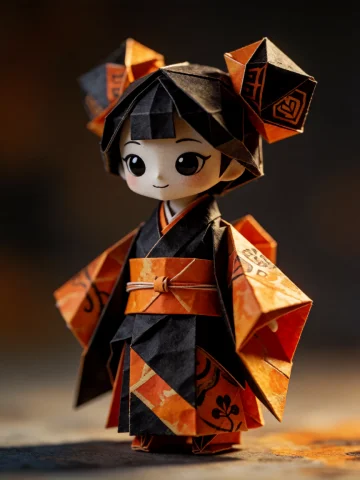 Cinematic Origami Character Prompt — Stable Diffusion AI Prompt: A gorgeous cinematic movie still of an animated origami character. A small, magi...
