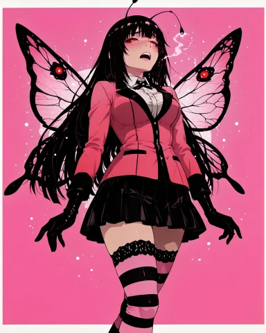 Red Eyes, Kakegurui Jabami Yumeko1.4, Scared, Uneven Eyebrow... — Stable Diffusion AI Prompt: (red eyes, \(kakegurui\) Jabami Yumeko:1.4), scared, uneven eyebrows, closed eye...