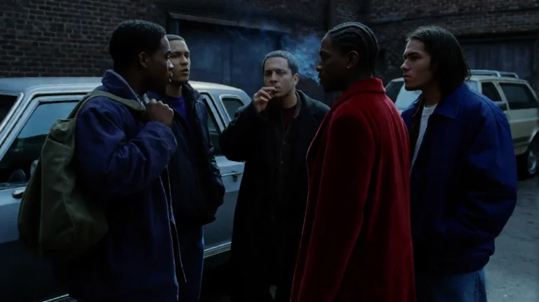 8ml2002, A Group Of Five Individuals Stands In A Tense, Conf...