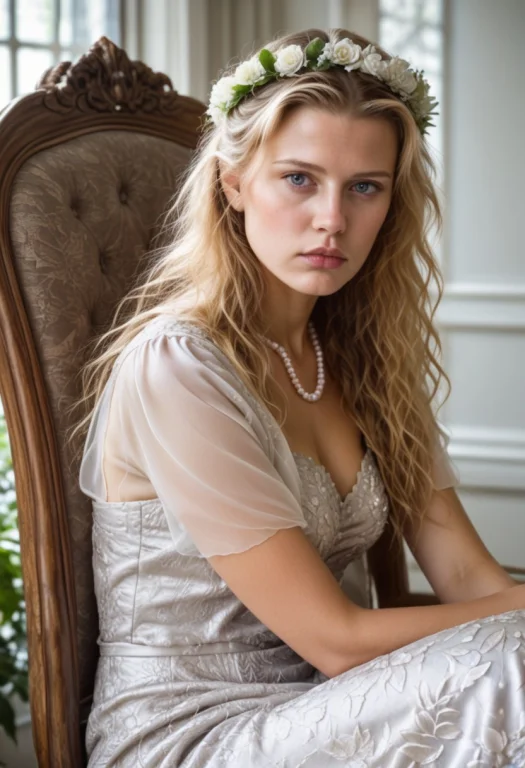 Photorealistic Three-quarter Portrait Of A Young Woman Seate...