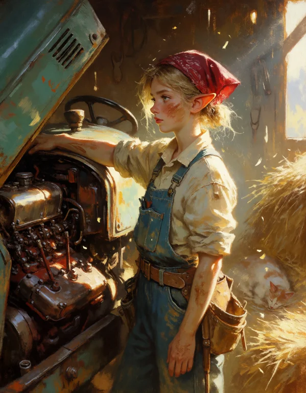 Grimmspaint, Masterpiece, High Quality, Oil Painting Of A Pr...