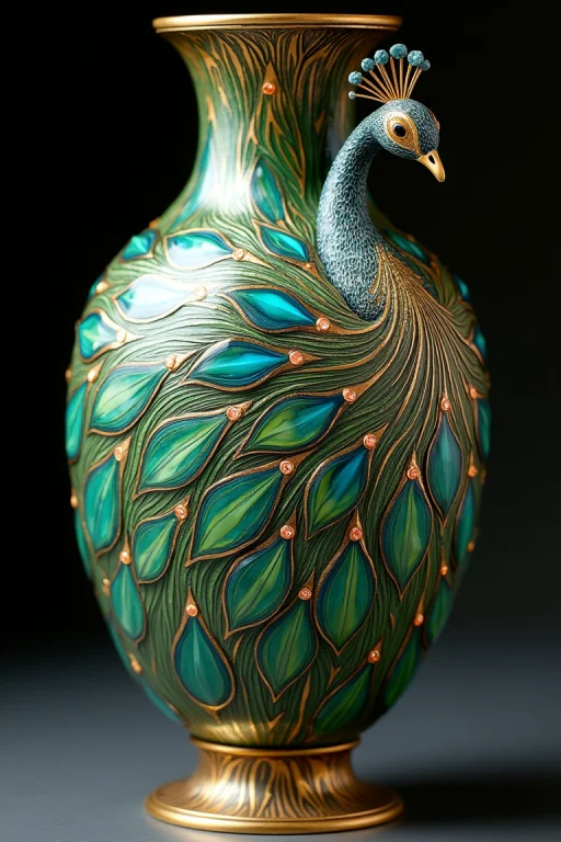 A Luxurious, Hand-crafted Art Nouveau Vase In The Shape Of A...