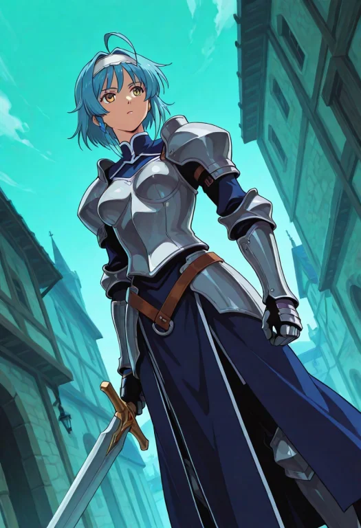 Soloyuki Nonaka, 1girl, Solo, Blue Hair, Yellow Eyes, Ahoge,...