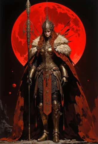 Noble Charachter, Commander Charachter, Warmonger Charachter... — FLUX AI Prompt: noble charachter, commander charachter, warmonger charachter, wearing shining pl...