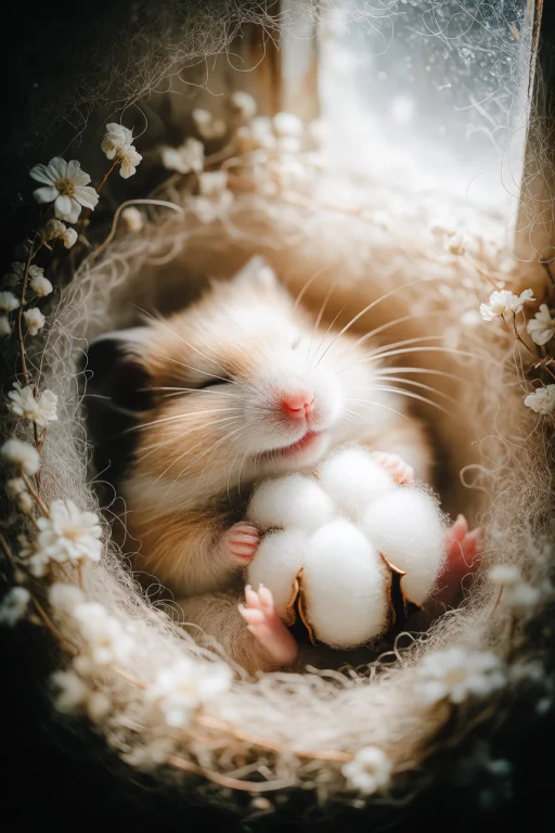 Zidiusart, An Adorable Golden Hamster Sleeping Peacefully, H...