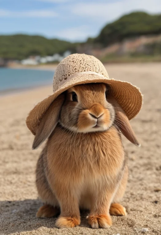 A Close-up Photo Of An Adorable Brown Rabbit Sitting On The...