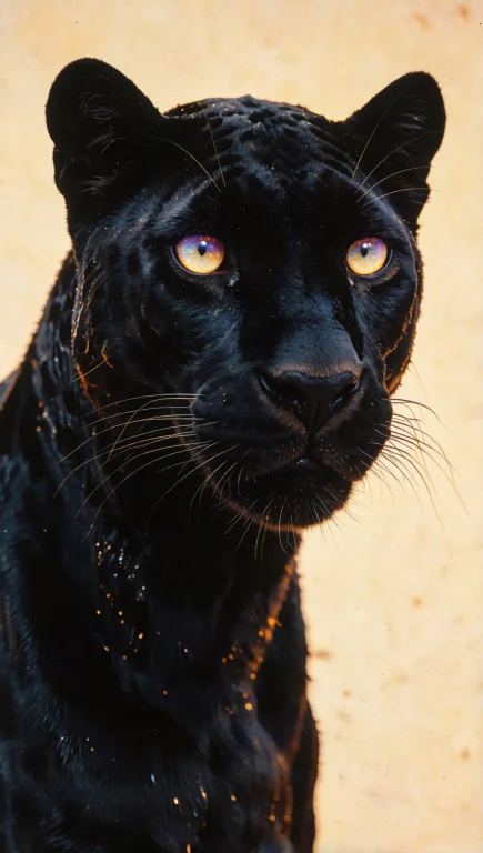 120. Anthropomorphic Panther Shadow, Liquid Obsidian Texture...