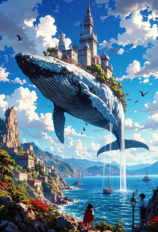 A Colossal, Ethereal Whale Drifts Through The Sky, Carrying...
