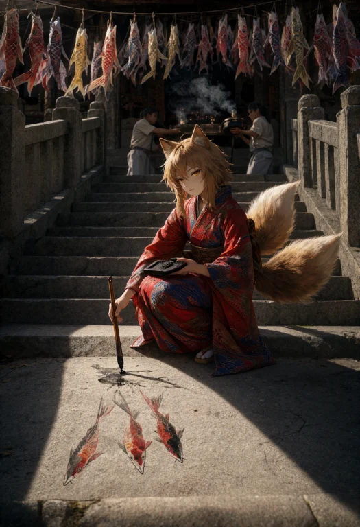 Dramatic Side Light Cuts Across A Stone Temple Stairway, Har...