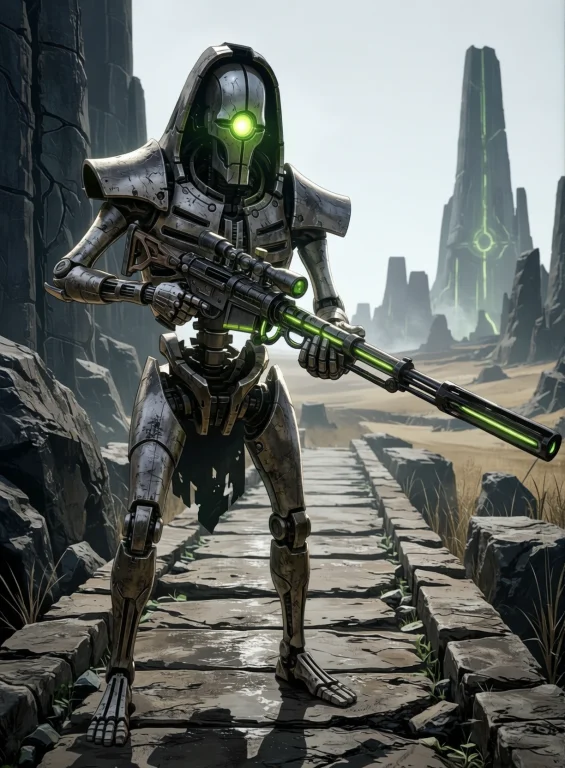 A Single Necrondeathmark Stands On A Narrow Bridge Between A...