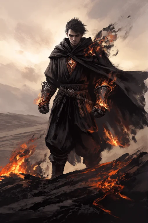 Darkgrimoil Style, Digital Painting, A Determined Ash Warden...