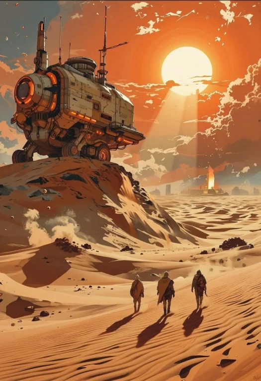 Epic Dune Like Cinematic Sci Fi Concept Art On An Endless De...