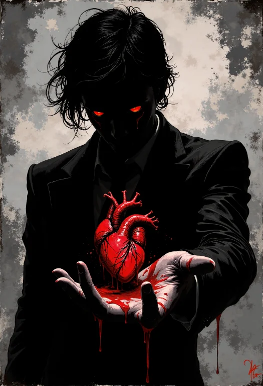 A Black Correspondence Silhouette With Red Eyes Created From...