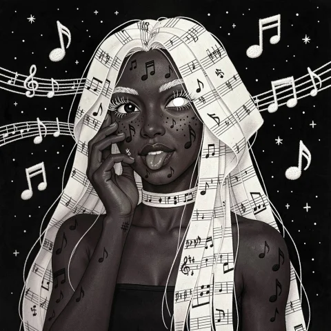 1girl , Solo , Musical Hair , Musical Sheet Hair , Paper Hai... — FLUX AI Prompt: 1girl , solo , musical hair , musical sheet hair , paper hair , very long hair ,...