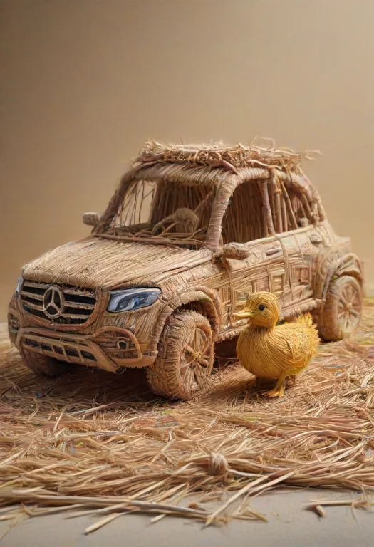 Eco-friendly Merc-benz Made Of Straw Thread, A Sleek Mercede...
