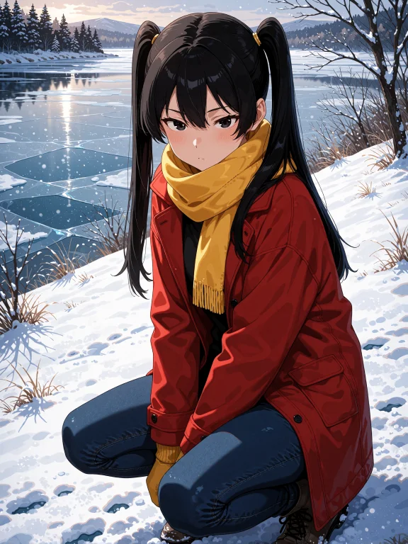 A Female Anime-style Character With Long Black Hair Styled I...