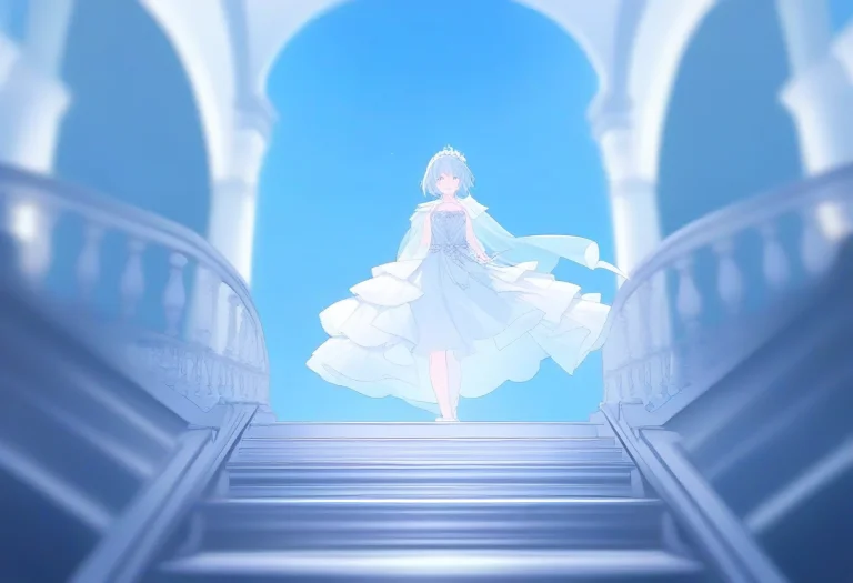 A Ballgown Descending A Grand Marble Staircase, Shallow Dept...