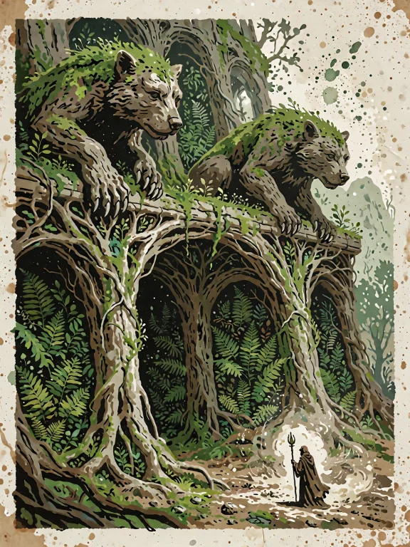 A Limited-palette Poster On Cream Textured Paper, Moss-green...