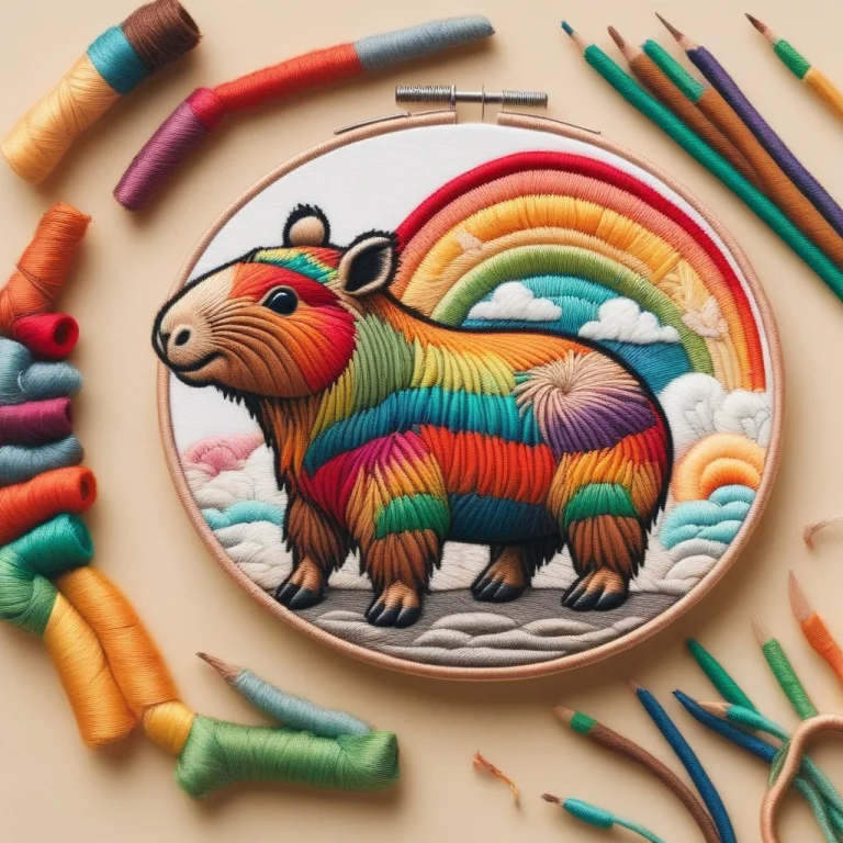 Create A Stitchfix Art Of A Capibara Eating A Rainbow
