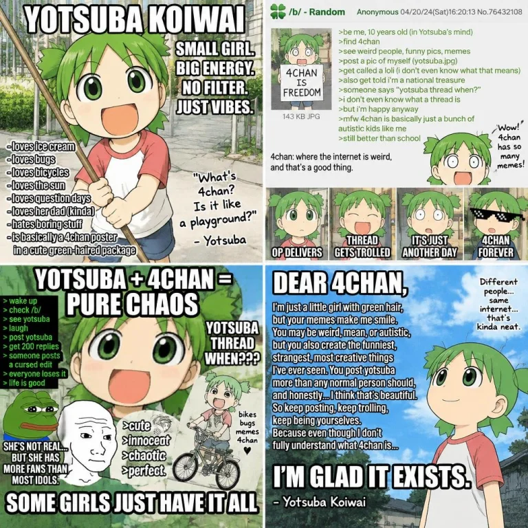 Yotsuba Koiwai Characters, 4 4-chan Memes, Lot Of Text