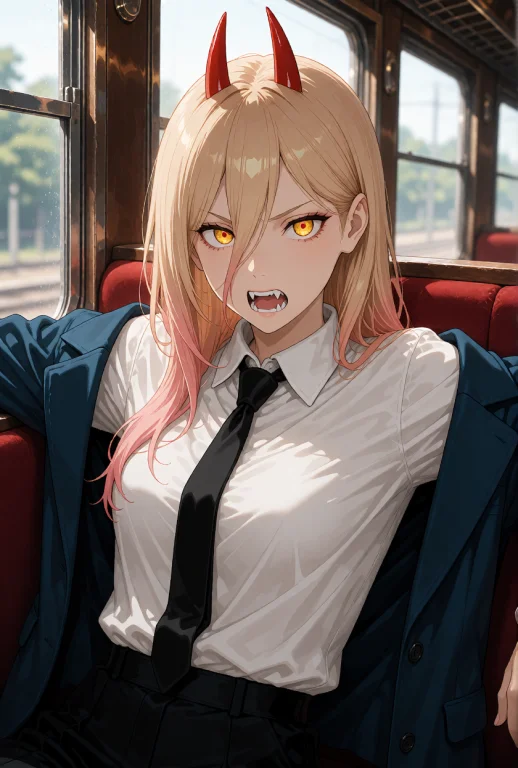 Power From Chainsaw Man, Fiend, Long Blonde Hair With Pale P...