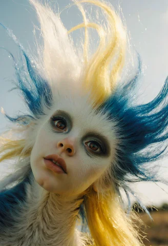 Photo Of An Amazingly Beautiful Creature With A Unique Blue,... — FLUX AI Prompt: Photo of an amazingly beautiful creature with a unique blue, white and yellow co...