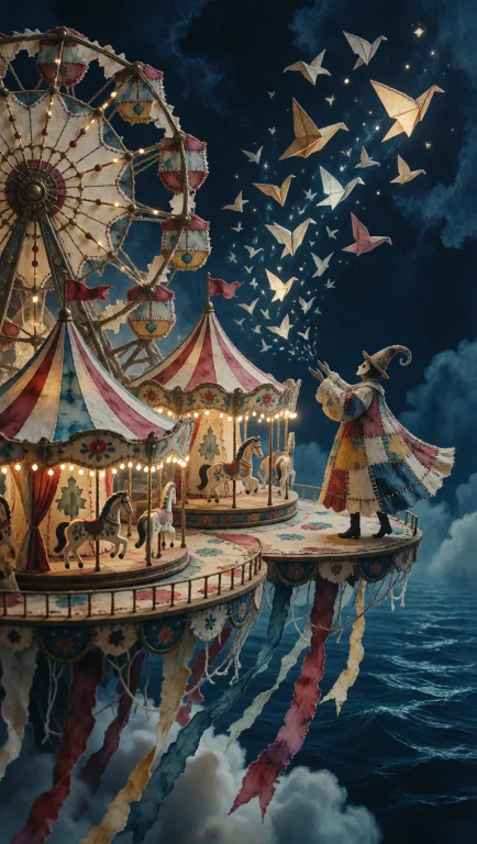 A Dreamlike Floating Carnival Assembled Entirely From Embroi...