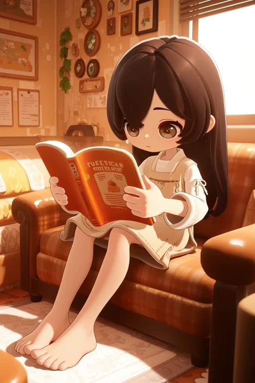 1girl, Solo, Sitting, Reading, Indoors, Masterpiece,very Aes...