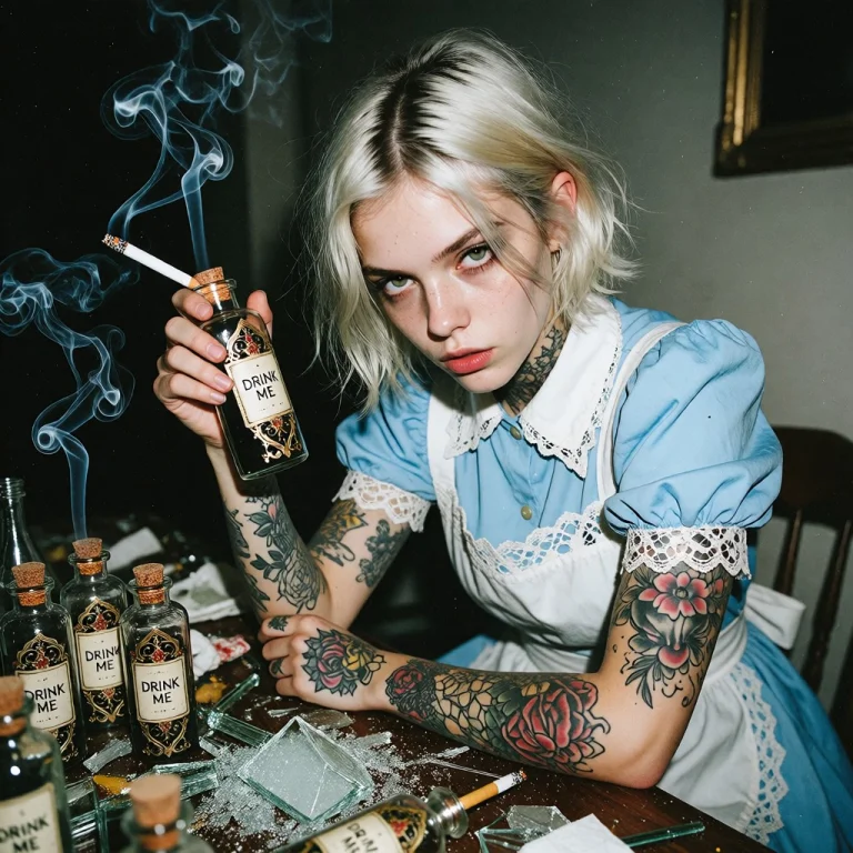 A Gritty, Realistic Photograph Of A Rebellious Young Woman W...