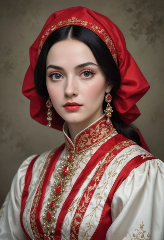 More About Elegant Portrait Woman In Red And White An Illust...