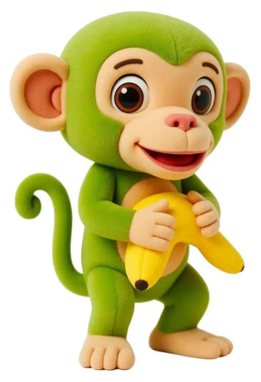 Dlstyle,3d Cartoon Animal Models, Monkey Holding Banana, Gre...