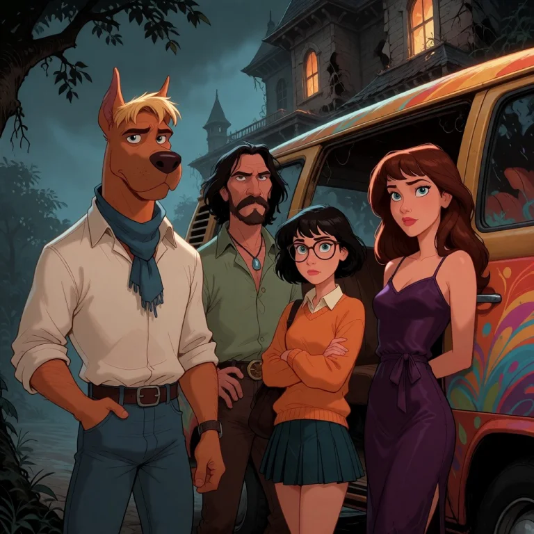An Anthropomorphic Great Dane, A Clean-clut Blonde Man Wear...