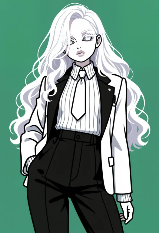 Vector Art, Flat Colors, White Outlined Female Character, An...