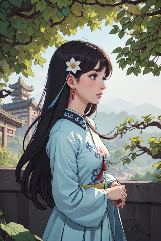 Masterpiece, Best Quality,1girl,long Dark Hair,bangs,white F...