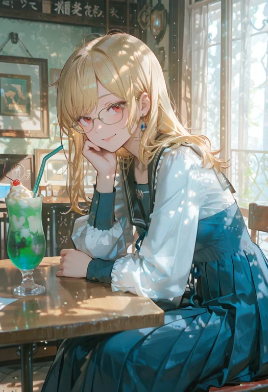 1girl, Solo, Lazypos, Anime-style, Detailed Background, Past...