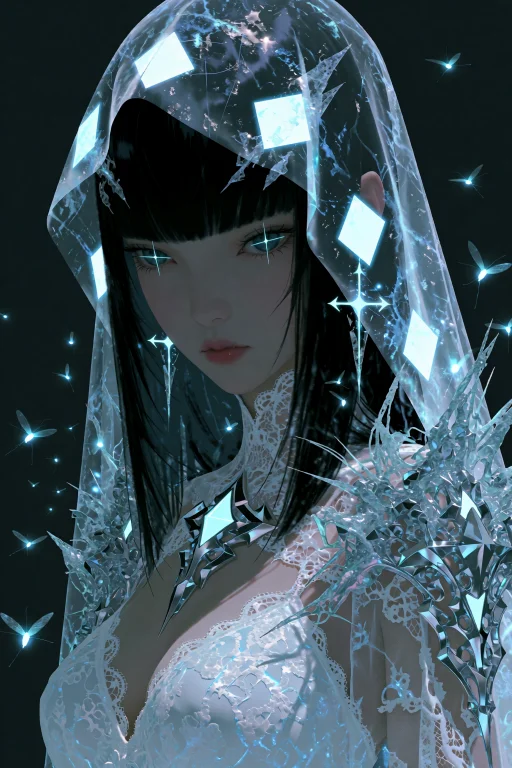 Highres, Absurdres,gl4sy4r4v, A Stylized Portrait Of A Woman...