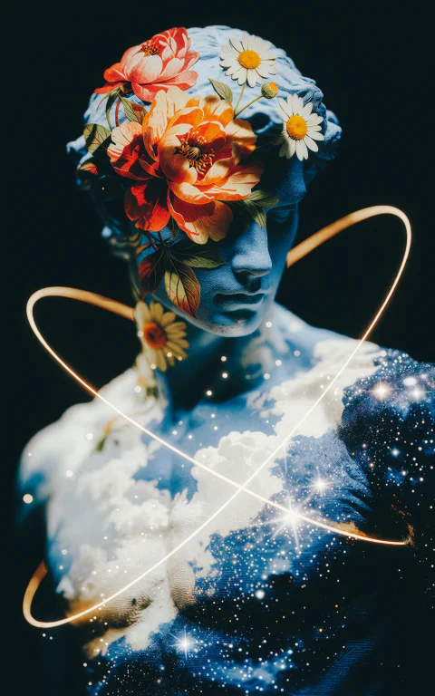 Surreal Fine Art Collage Illustration Depicting A Classical...