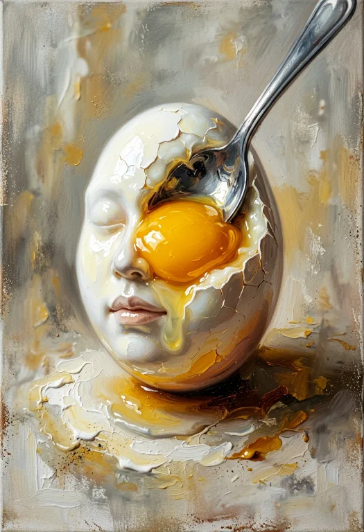 A Surreal Still Life Rendered In Encaustic Paint, Where A Bo...