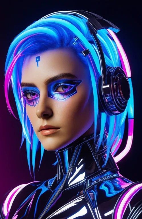 A High-tech Neonpunk Android With A Sleek, Glossy Synthetic...