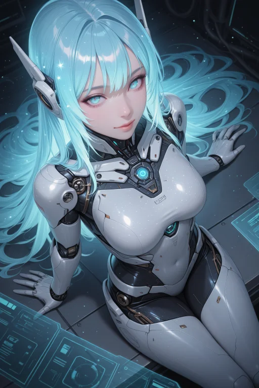 Embeddinglazypos, Science Fiction, 1girl, Android, Holograph...