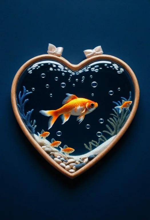 8k, Raw Digital Photo, A Heart-shaped Glass Aquarium Contain...