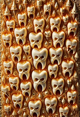 Funny Teeth Art Free — SDXL AI Prompt: WALLPAPER STYLE, decorative art completely made of teeth, (formed by Ivory-color...