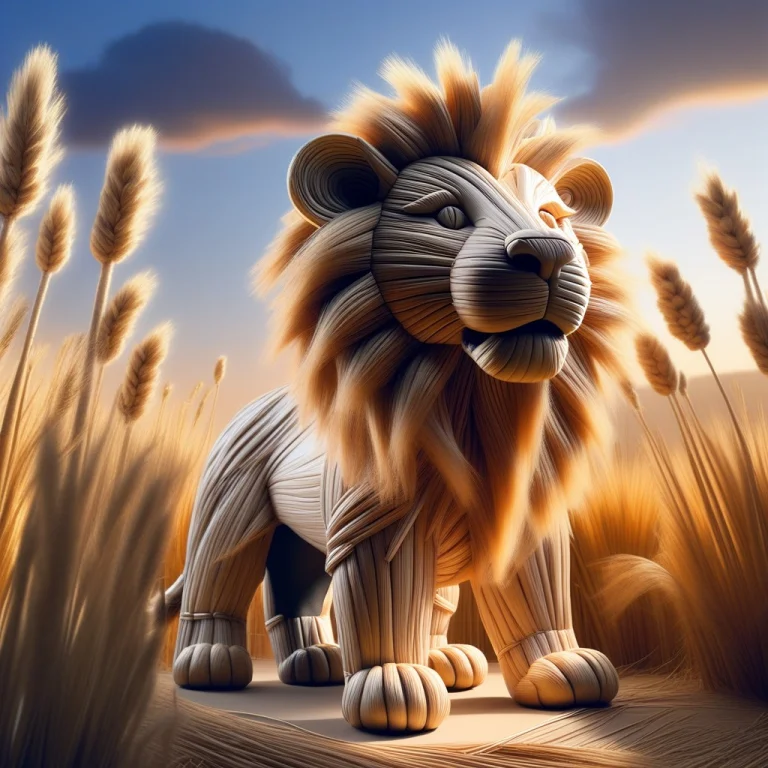 Masterpiece, Majestic Lion King Sculpted Entirely From Straw...