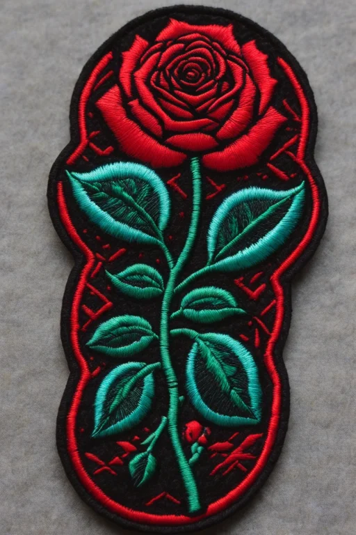 Embroidered Flower Patch, A Simple Cute Rose Flower, Bright...